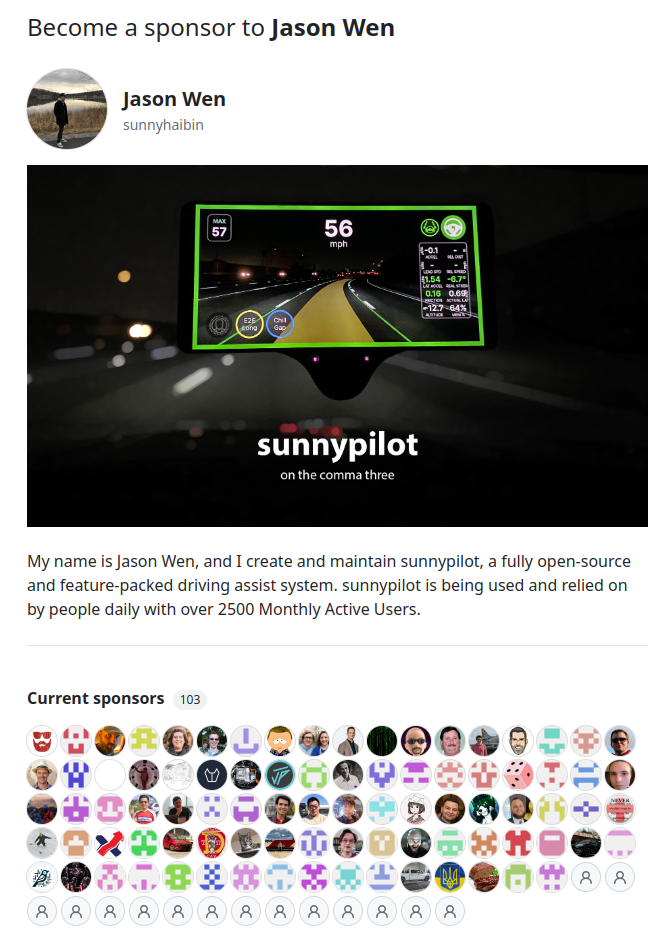 sunnypilot GitHub Sponsors
